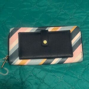 Colorful Striped Wallet with Black Pocket